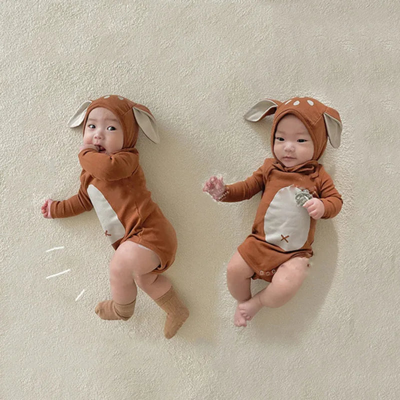 Adorable Baby Sika Deer Romper Hat 2pcs Sets