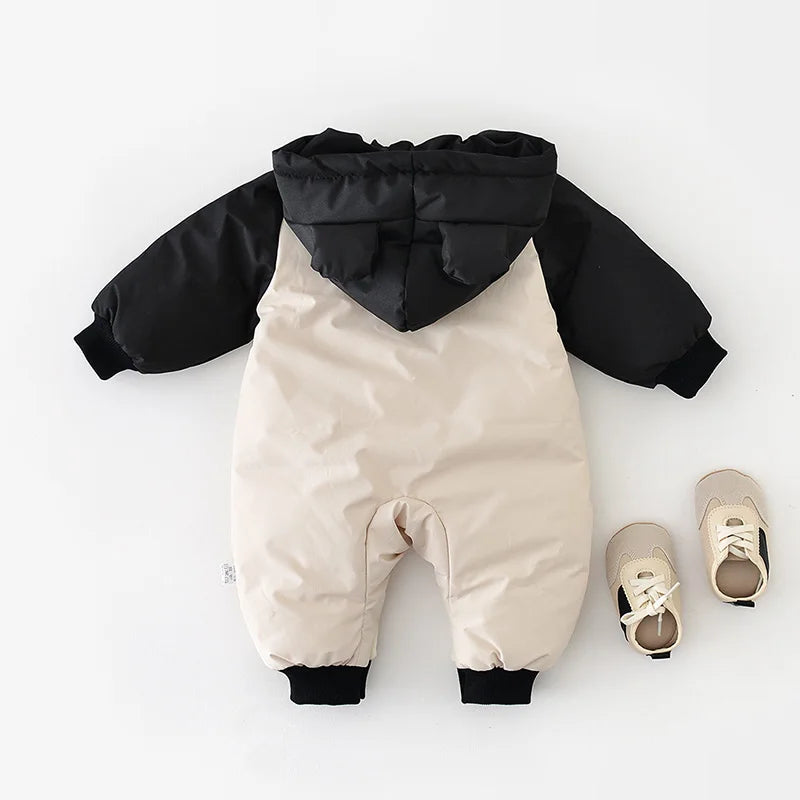 2023 Winter Baby Jumpsuits Fleece Lining Hooded Toddler Romper Infant Onesie Cotton-padded Kids Outfit Baby Girl Boy Clothes
