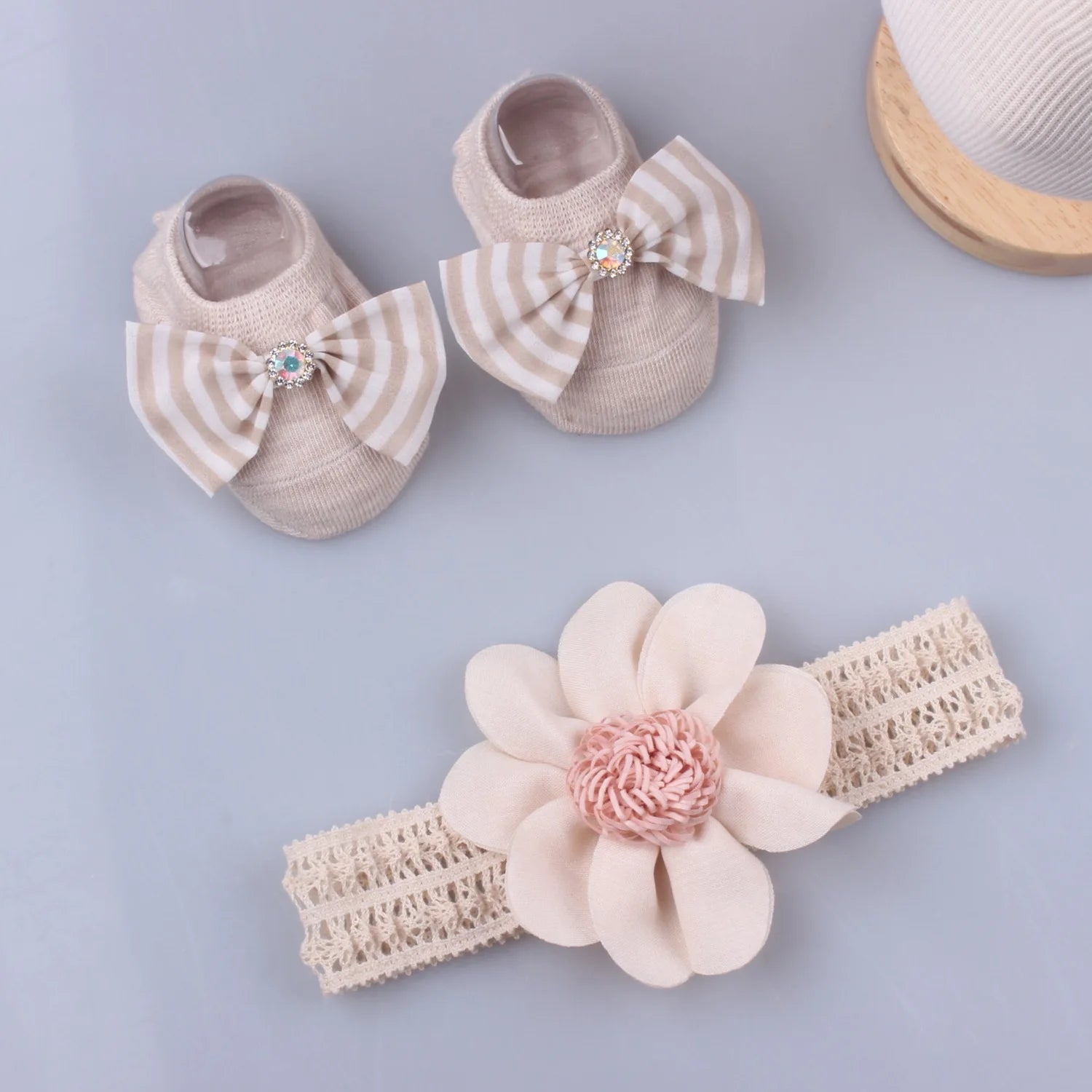1 Set Newborn Bow Gift Cute Flowers Headband Socks