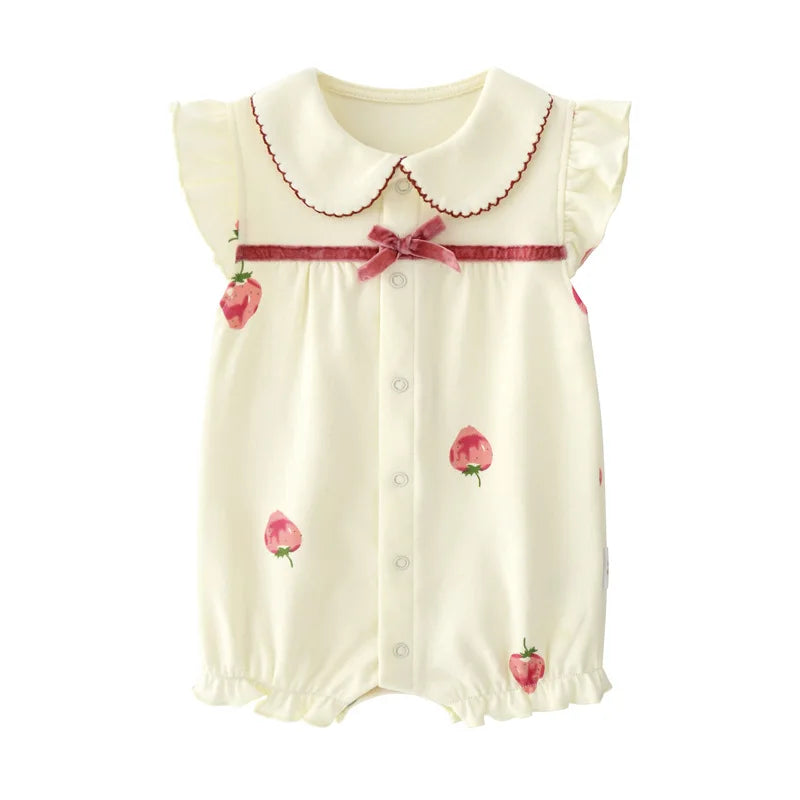 Newborn Baby Girl Romper Infant Short Sleeve Cotton Jumpsuit 0-18M