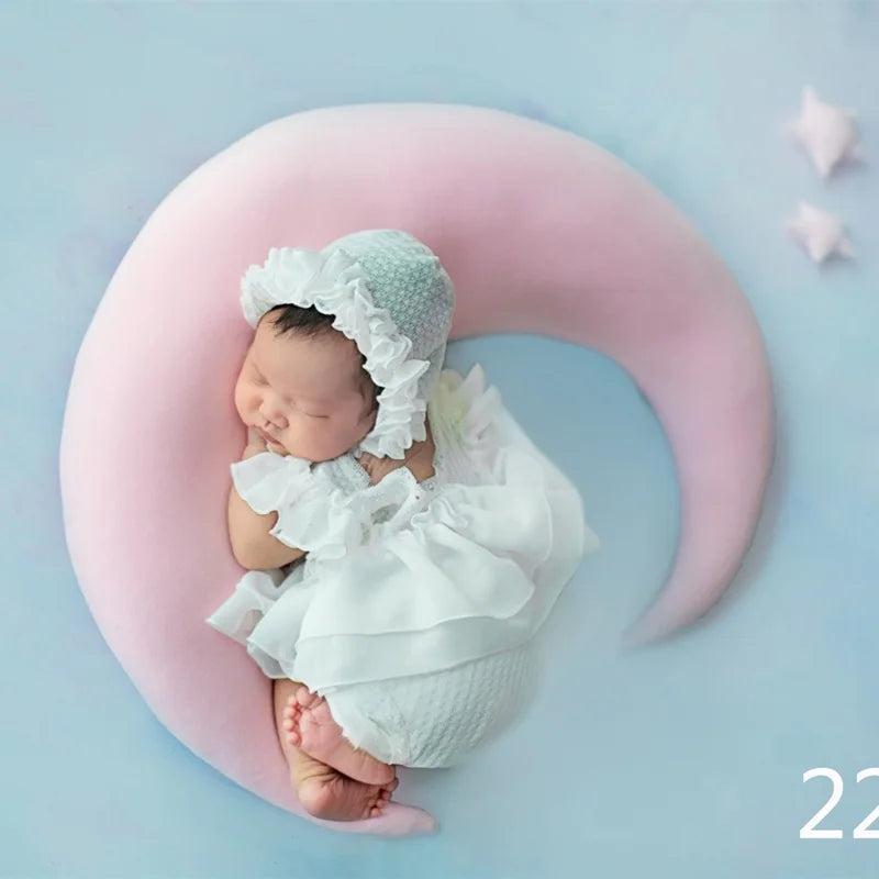 Newborn Photography Props Outfits Baby Lace Romper Headband Set