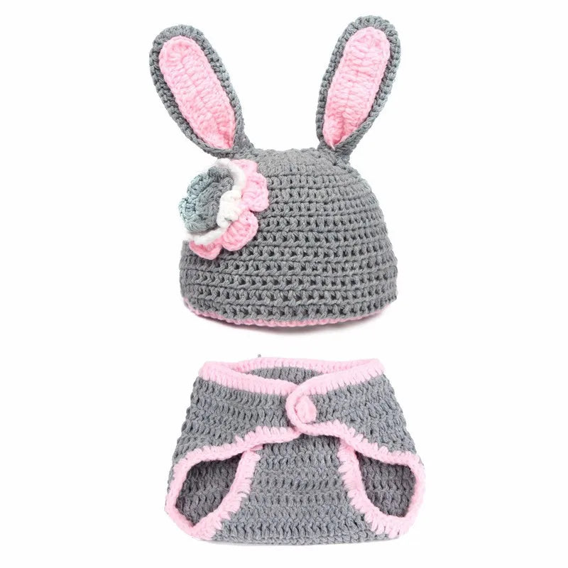 2Pcs/Set Newborn Photography Props Knitted Crochet Warm Photo Costume Baby Hat And Pant Suit Girl Boy Clothes Accessories