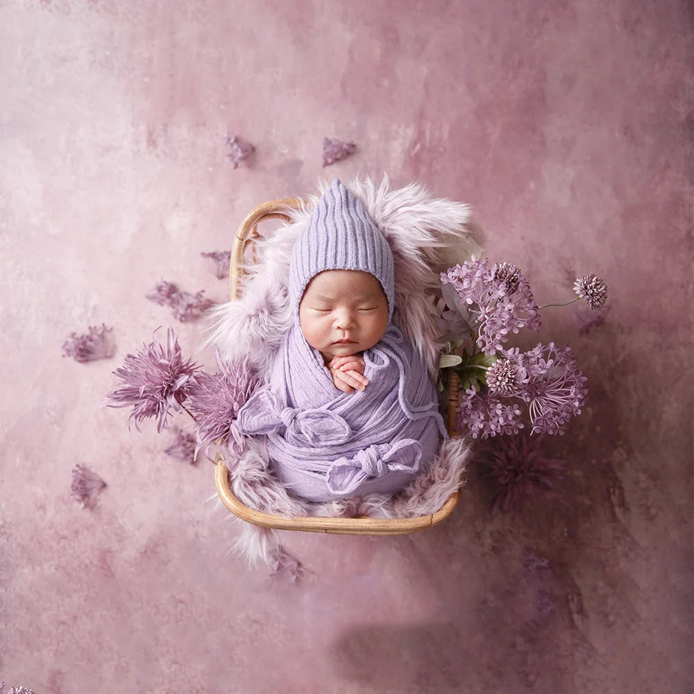 Photography Props Purple Seersucker Soft Stretch Wrap Blanket Headdress