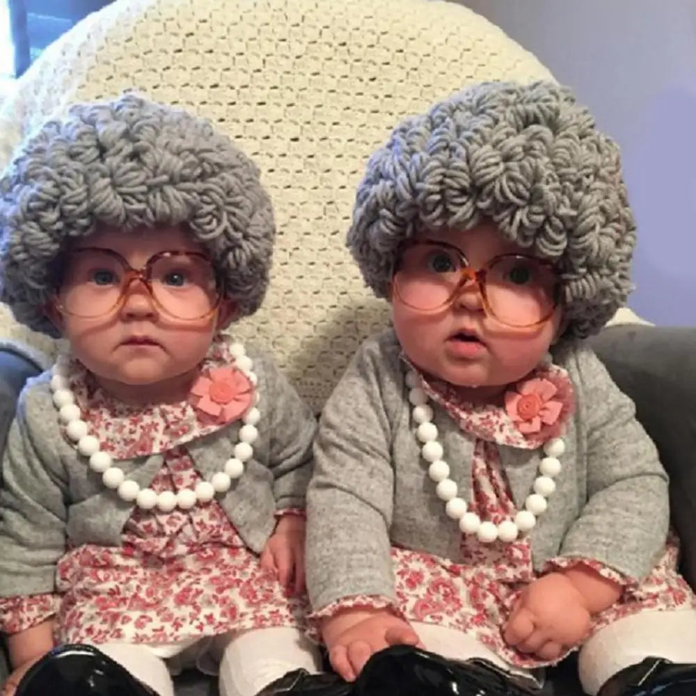 Little Granny Curly Hair Hat Newborn Photo Props Accessories