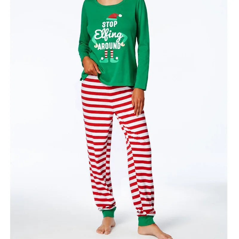 2024 Family Matching Christmas Pajamas Set Letter Print Matching Clothes Adult Kid Pyjamas Baby Romper Soft Sleepwear Xmas Look