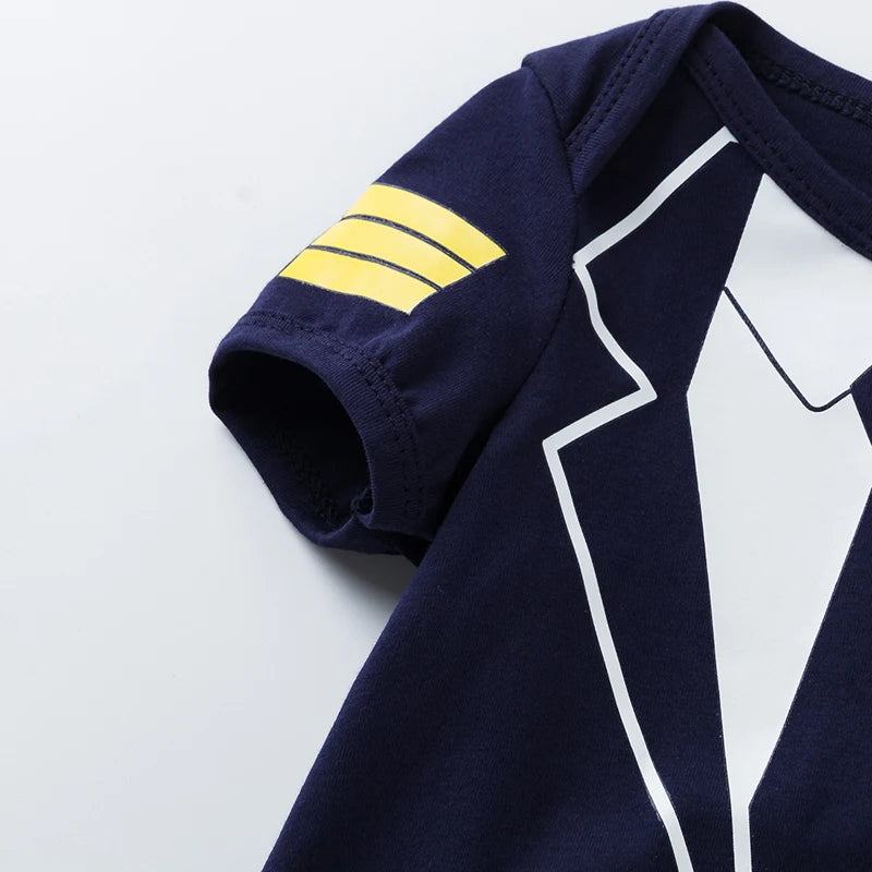 2PCS Newborn Pilot Cotton Bodysuits Costumes