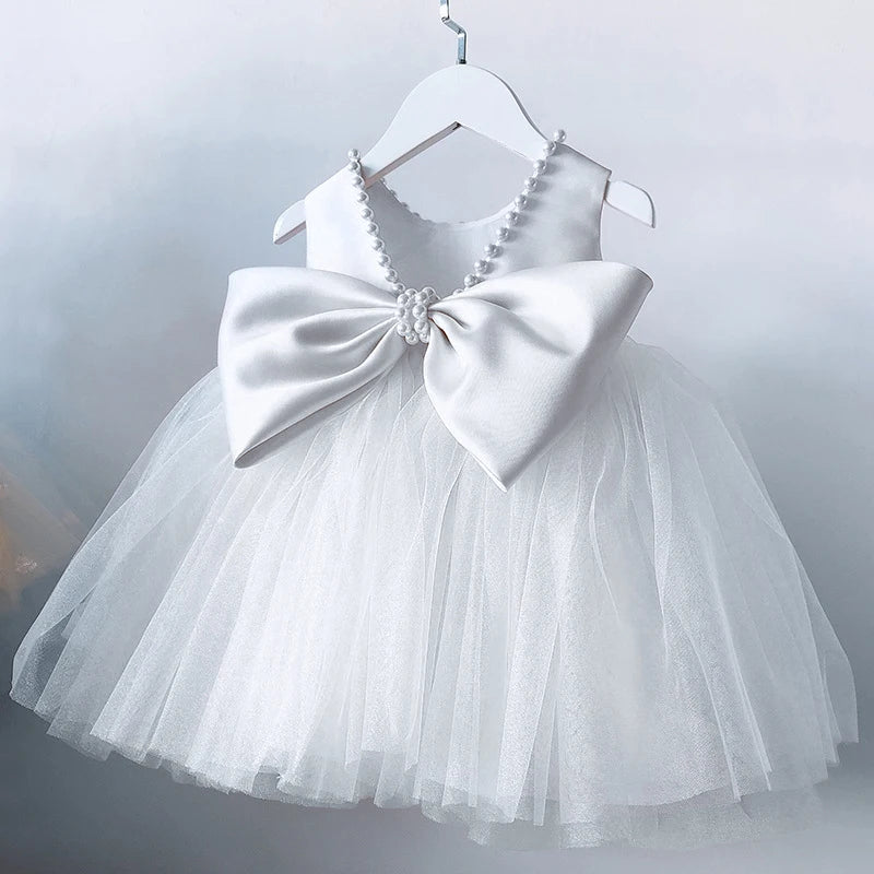 Toddler Baby Girls Dress Bow Baptism Dress