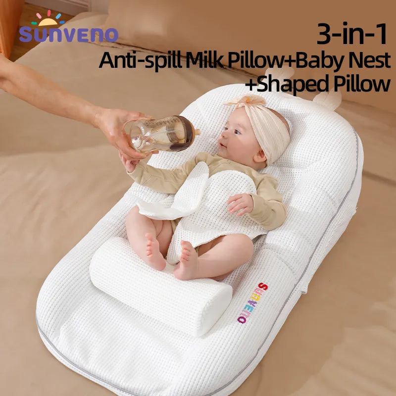 Sunveno Beathable Portable Baby Nest Infant Baby Lounger Bed Newborn Crib Toddler Bed Baby Nursery Carrycot 0-12months