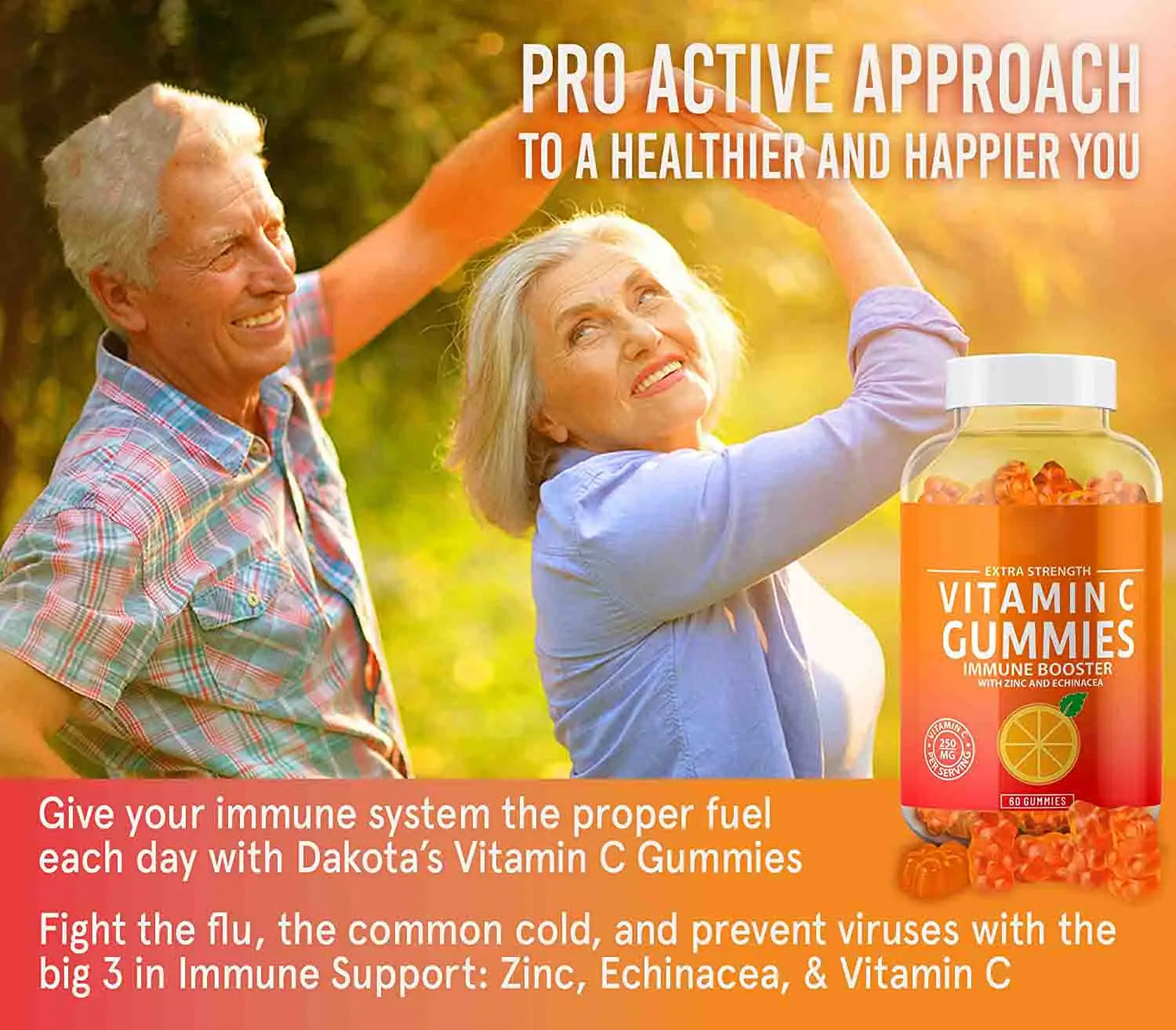 2 Bottle VC Gummy Bears Zinc Vitamin Gummies