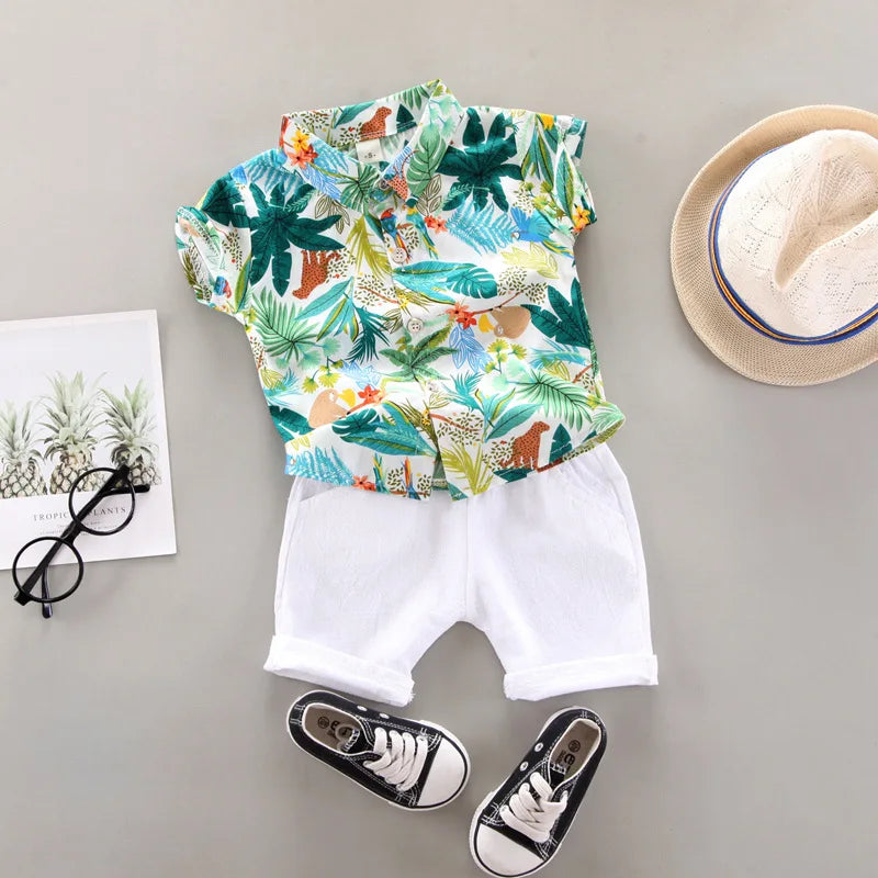 Baby Boy Clothes 0-5 Years Printed Shirt Shorts Two-Piece Sets