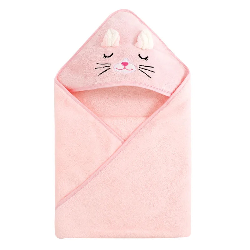 Newborn Baby Bath Towel Cartoon Baby Swaddle Kids Bathrobe