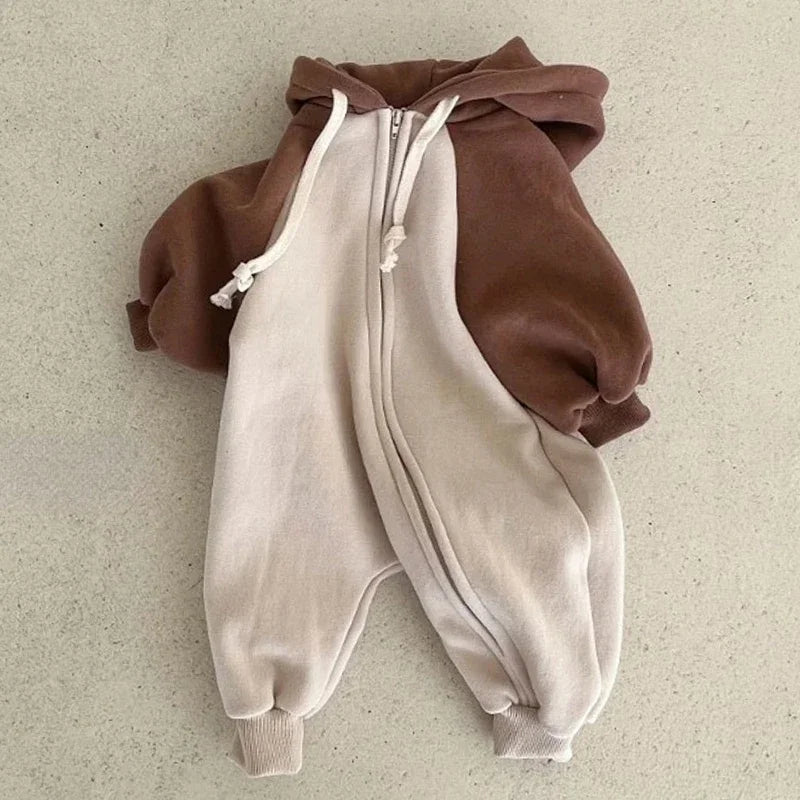 0-3Y Baby Boys Hooded Jumpsuits With Zipper