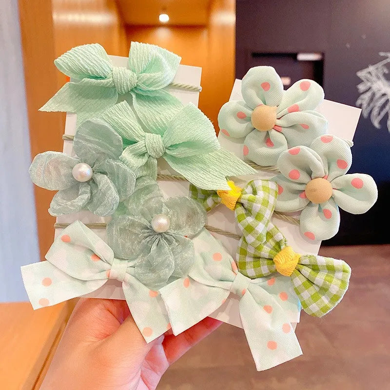 10Pcs/Set Big Bow Flower Elastic Hairbands