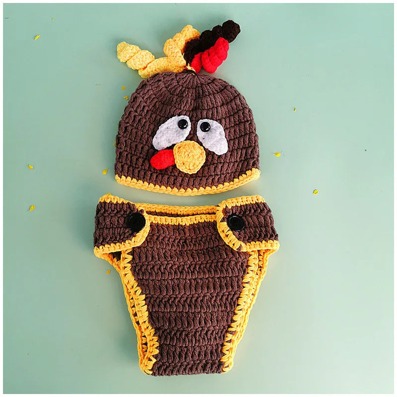 Turkey Shaped Knitted Hat+pants Props Accessories