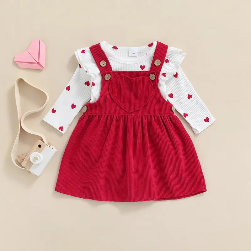 Valentine's Day Infant Baby Girl's Two-Piece Suit Heart Pattern