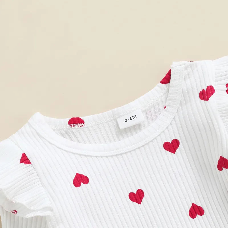 Valentine's Day Infant Baby Girl's Two-Piece Suit Heart Pattern