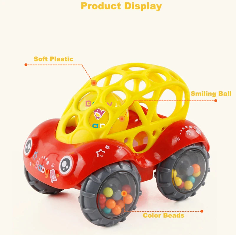 1PC Baby Car Doll Toy Crib Mobile Bell Rings Grip Gutta Percha Hand Catching Balls for Newborns 0-12 Months Infant Toys