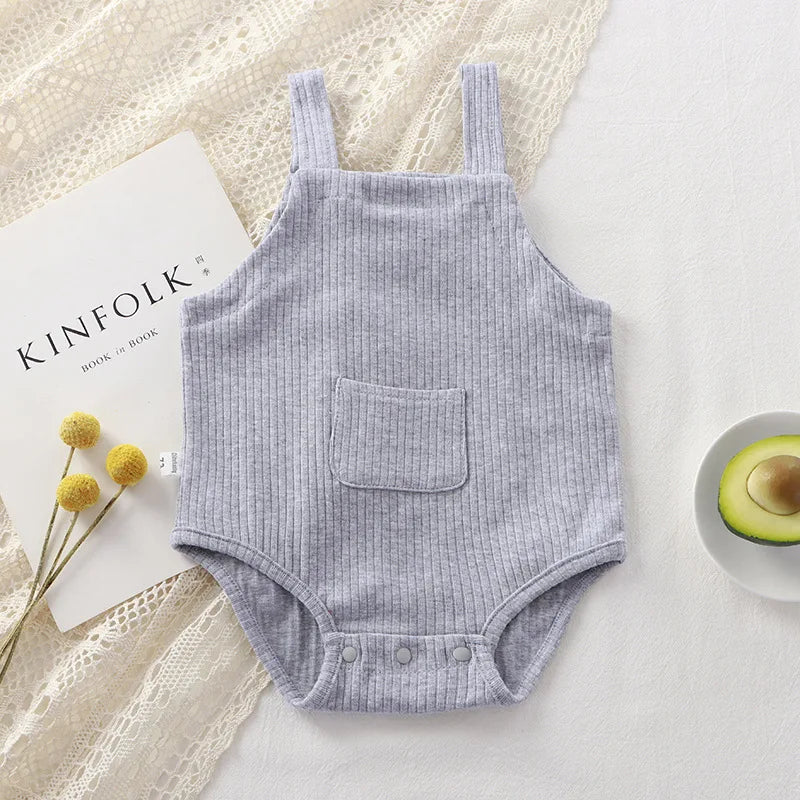 Knitted stripe Baby Summer Sleeveless Jumpsuits Playsuit One piece