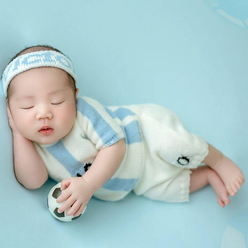 Newborn Photography Props Soccer Top+Pants Set Accessories