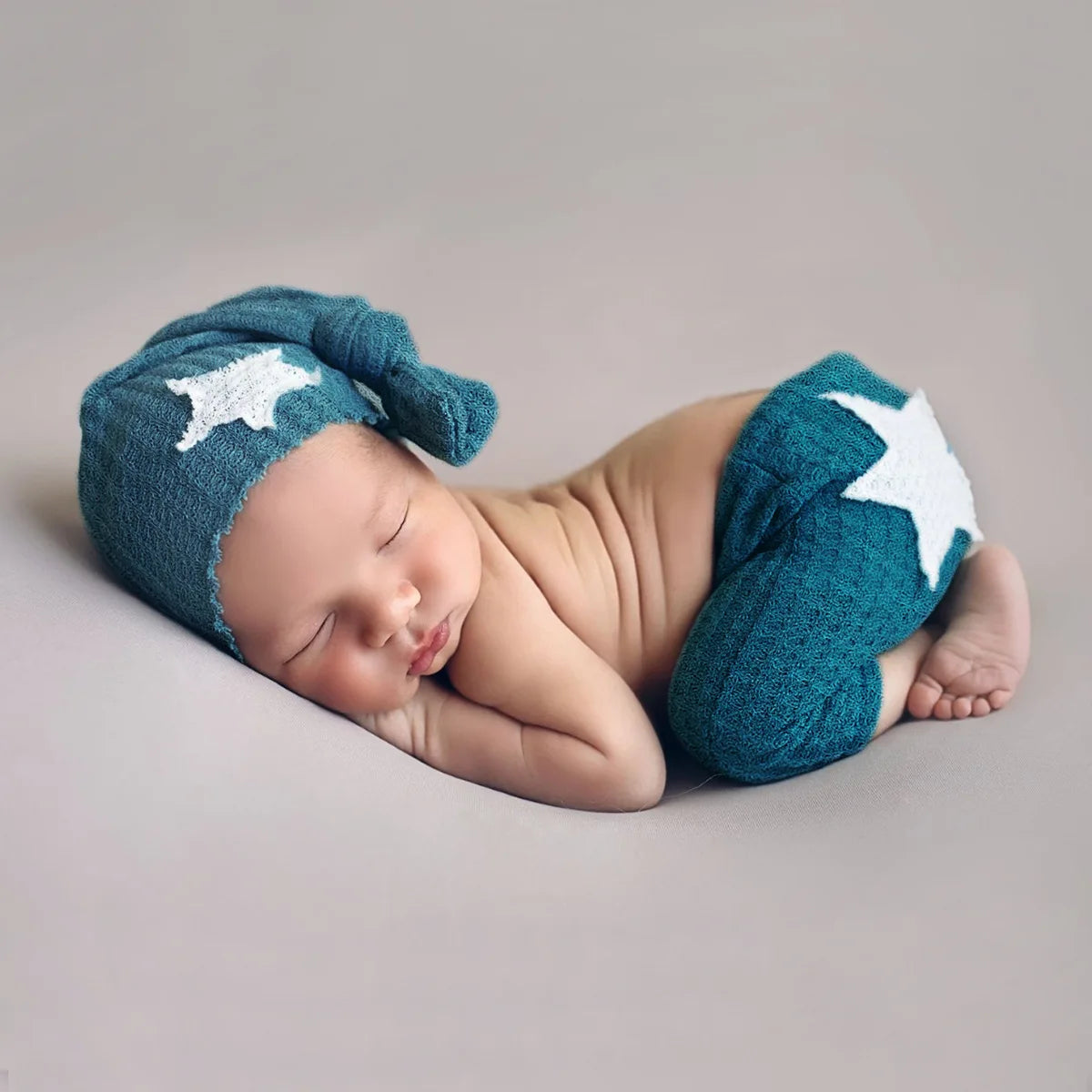 Newborn Knitted Hat Jumpsuit Infants Photo