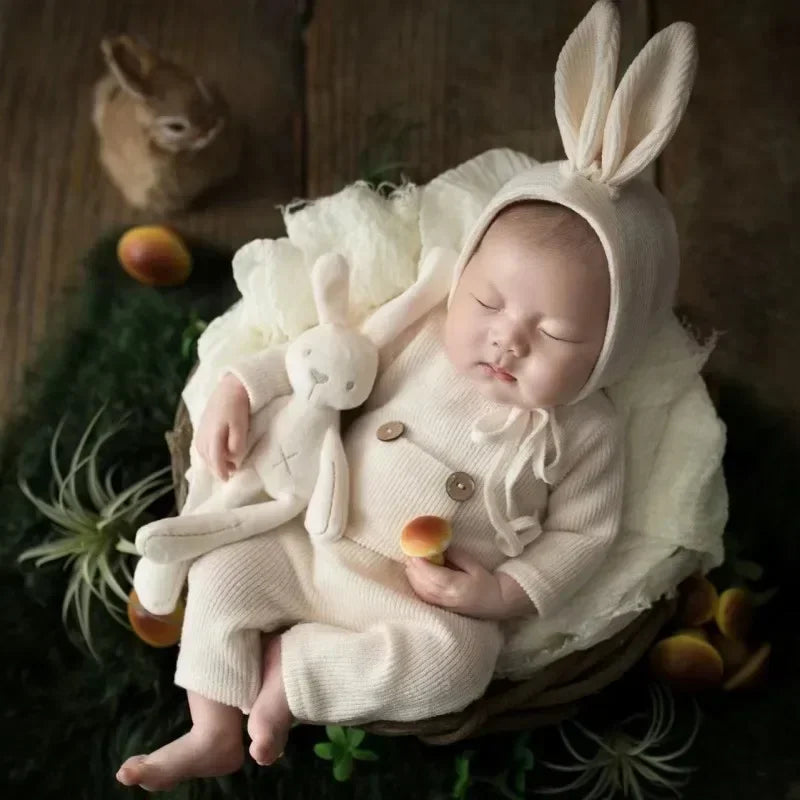 Newborn Photography Props Baby Beanies Bodysuit Outfit