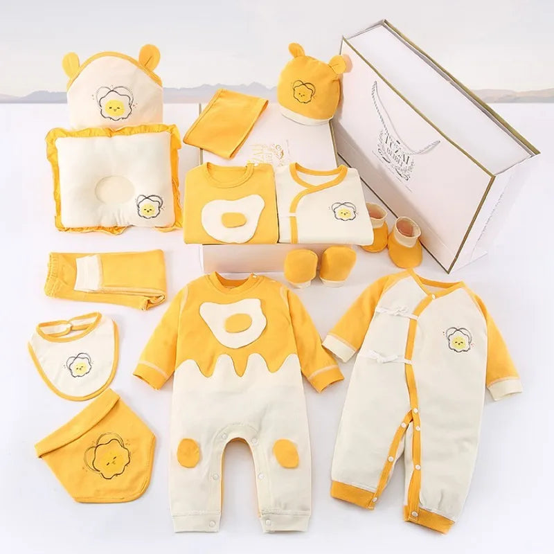 21/22/23pcs Newborn Gift Fried Egg Newborn Clothes Set Cotton Baby Gift 0-6 Months Baby Set Kids Clothes Suit Unisex With Box