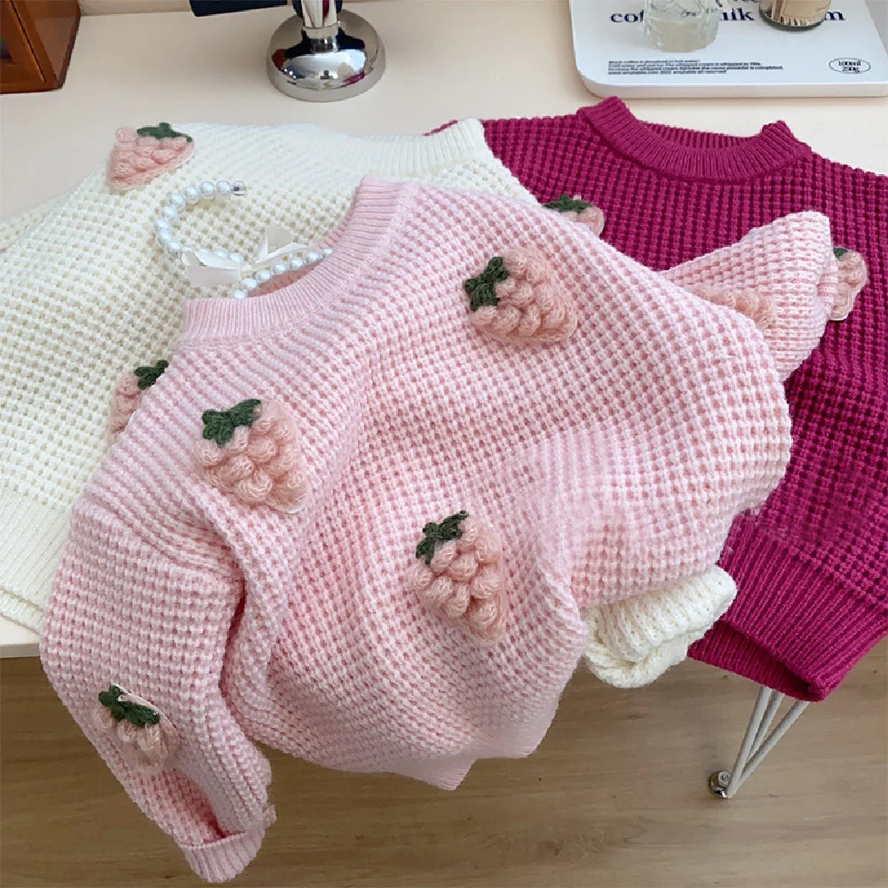 Winter Fashion 3D Strawberry Knitted Cute Thermal Sweater