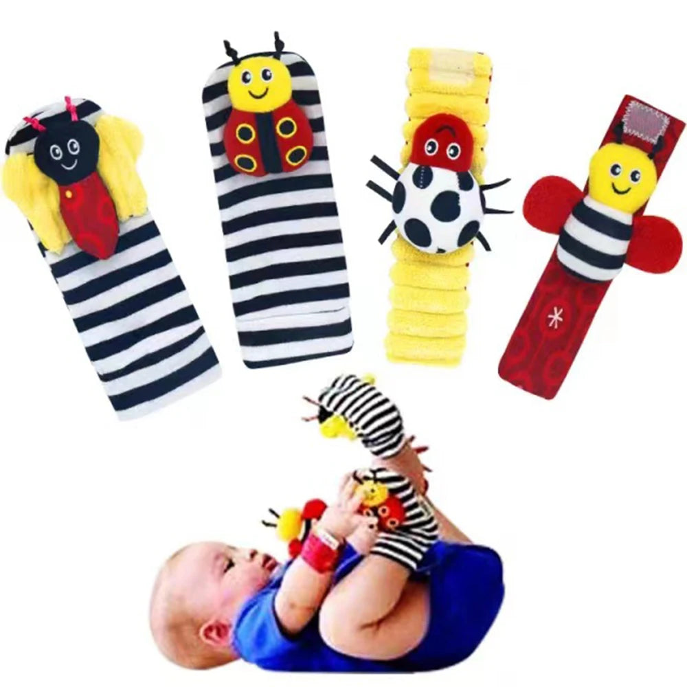 Plush Socks Wrist Strap Rattles Baby Toys 0-12 Months