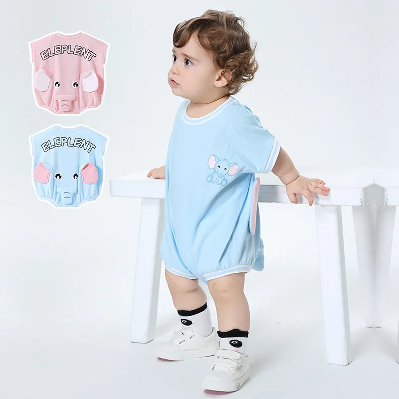 Summer Newborn Baby Cartoon Elephant Outfits Toddler Playsuits