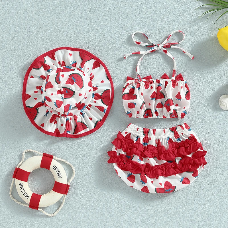 Toddler Baby Girl 3pcs Swimsuits Summer Fruit Print