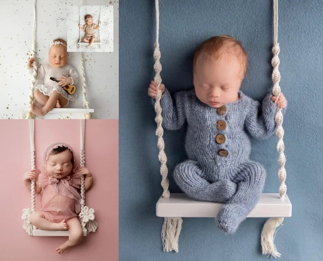 Baby Swing Newborn Photography Props Wooden Chair