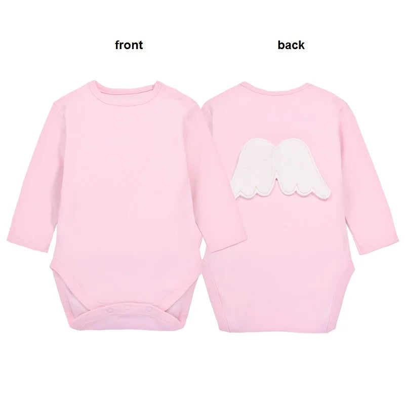 0-24 Months Baby Long Sleeve Angel Wing Bodysuit