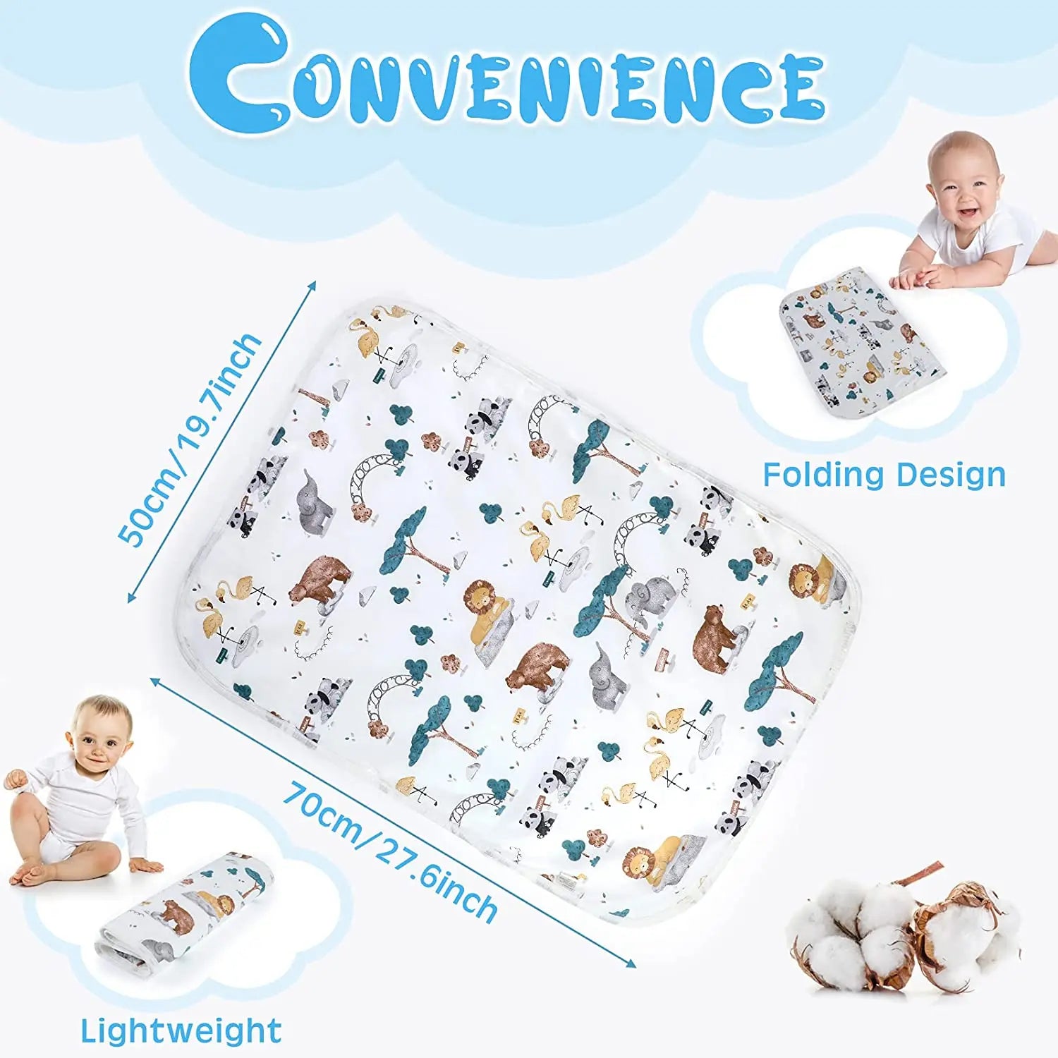 70x90CM Portable Diaper Changing Pad Waterproof