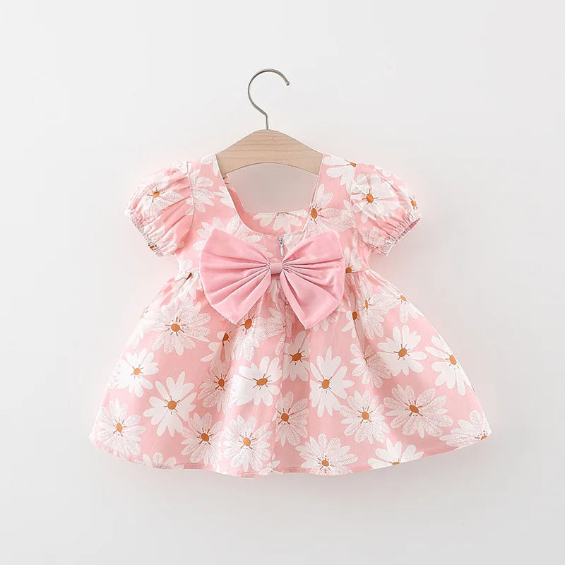 Sweet Flowers Puff Sleeves Baby Girls Dresses