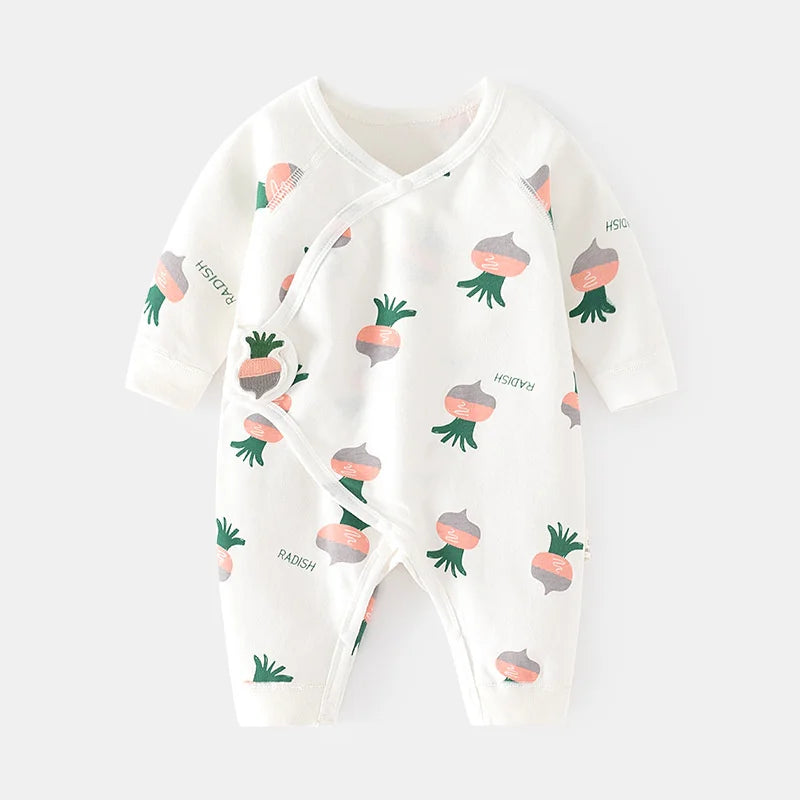 0-6M Newborn Baby Girl Boy Romper Cotton Print Infant Jumpsuit