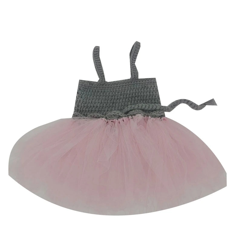 2 Pcs/Set Newborn Baby Knitted Mesh Tutu Skirts Hat