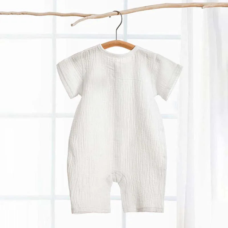 2023 Korean Baby Romper Muslin Short Sleeves Jumpsuit for Girls Boys Cute Bear One-Pieces Clothing Newborn Summer Thin Bodysuits