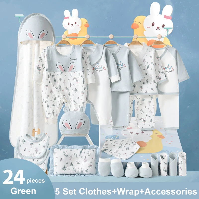 24 Pieces Newborn Baby Bodysuits Gifts Set Layette Set 0-6 Months