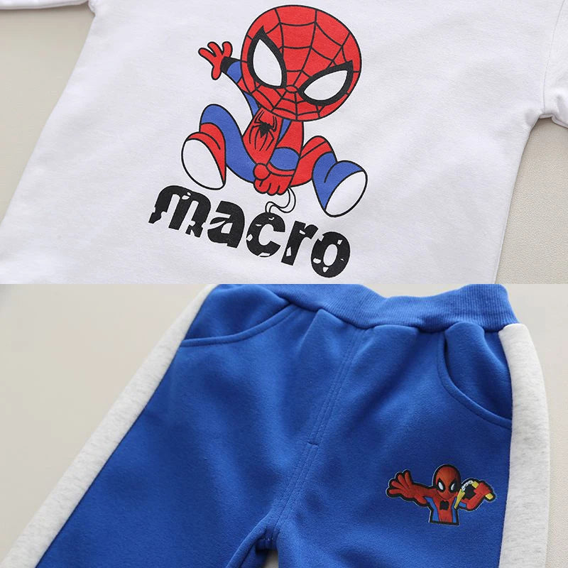 2024 Spring Autumn New Kid Spiderman Suit Baby Boy Cartoon Baseball Uniform Jacket Tee Pants 3Pcs Children Casual Tracksuits Set