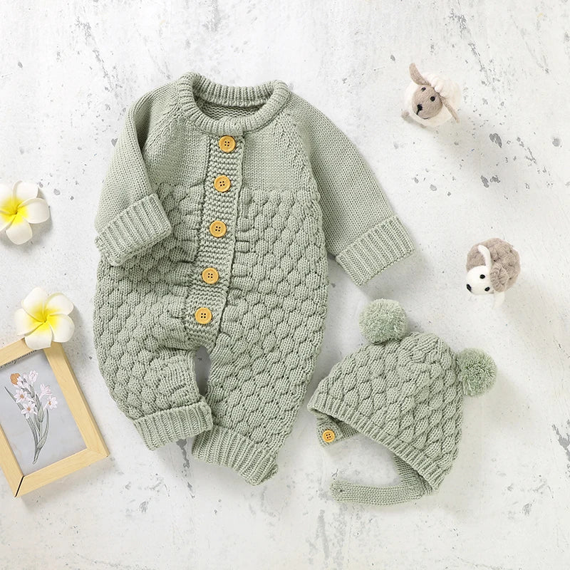 Newborn Baby Clothes Set Romper +Hat +Gloves +Shoes Fall 4PC