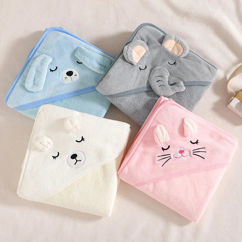 Newborn Baby Bath Towel Cartoon Baby Swaddle Kids Bathrobe