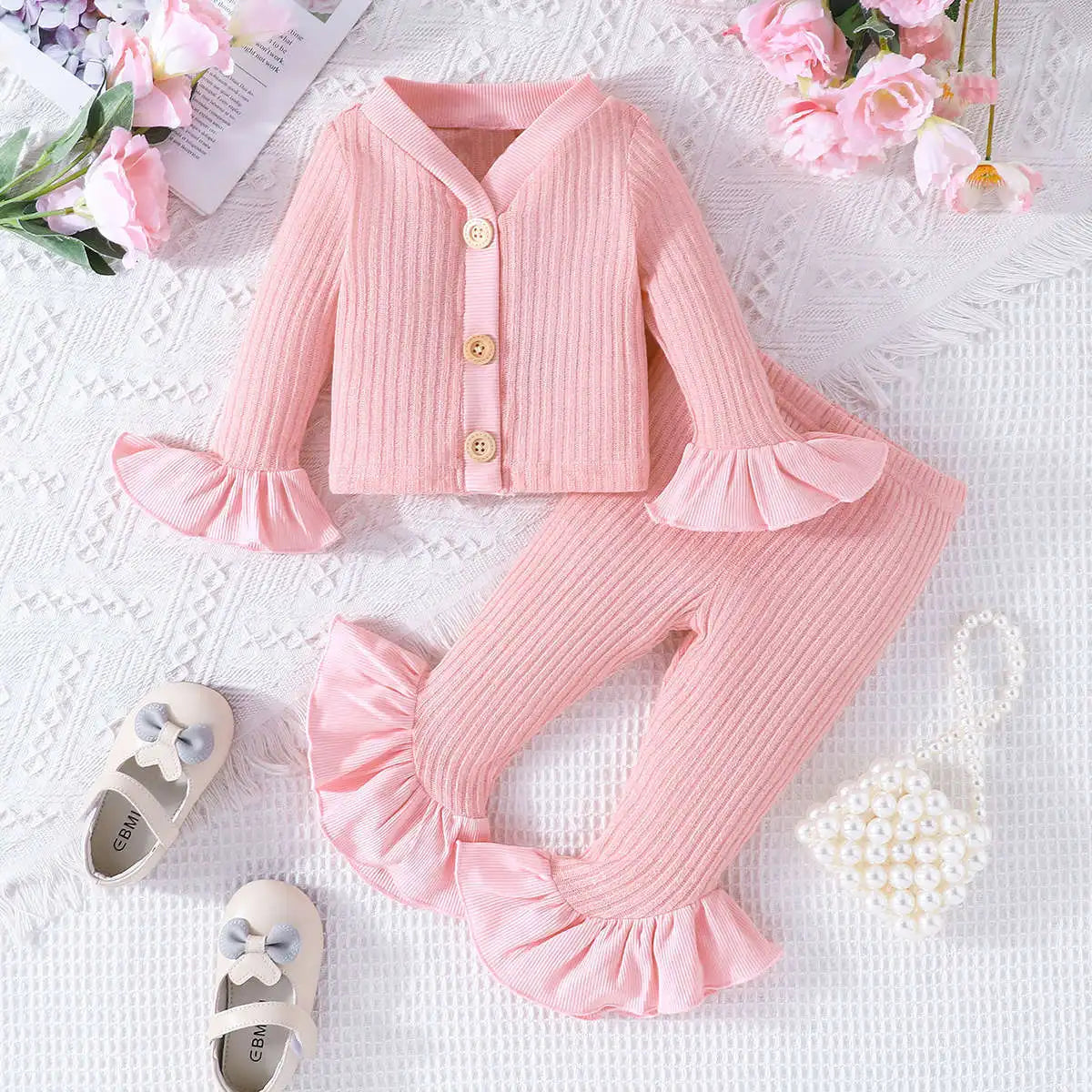 3-24 Months Newborn Baby Girl Suit Pink Sets