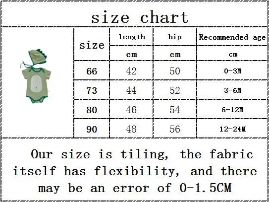 Baby Dinosaur Bodysuit+hat Newborn Summer Clothing Set