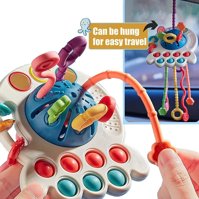 Montessori Sensory Toys Silicone Pull String Toys Baby Activity