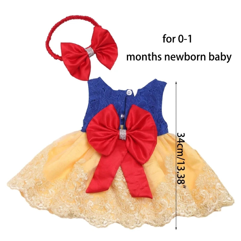 Infant Photography Props Princess Dress Bowknot Hairband Photoshooting