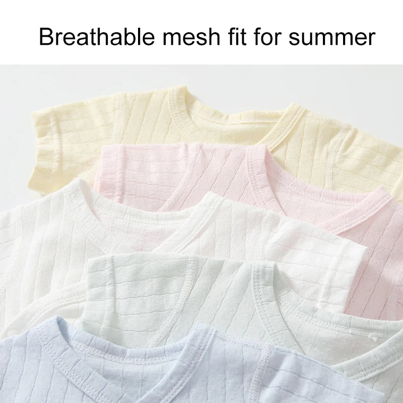 2Pcs Summer Pure Color Cotton Breathable Bodysuit Infants