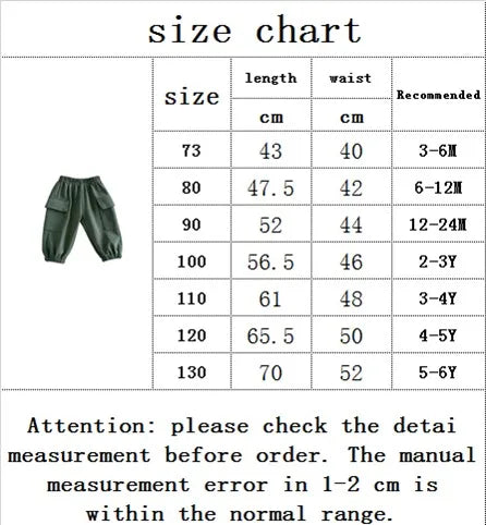 2024 Spring New Fashion Large Pocket Pants Toddler 3M-6Y