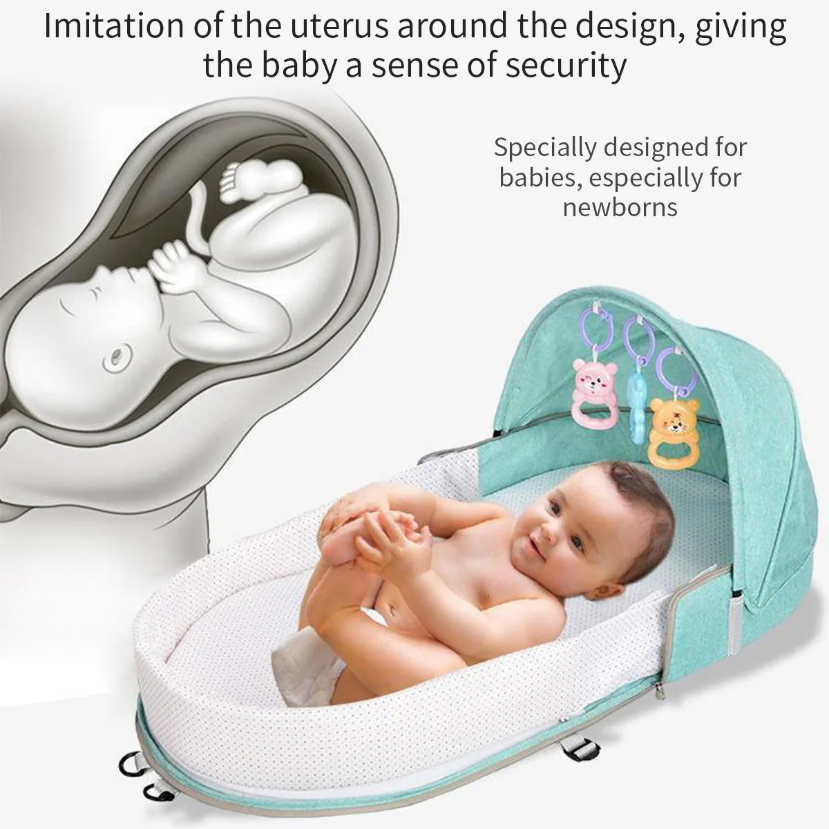 Foldable Baby Mosquito Net Bassinet Infant Sleeping Basket For 0-24month