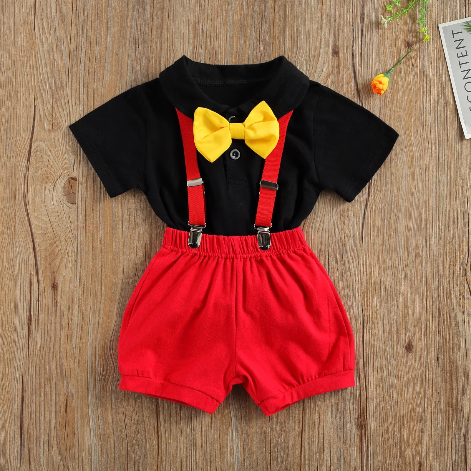 Summer Baby Boys Clothes Gentleman Set Bow Tie Short Pants 2Pcs