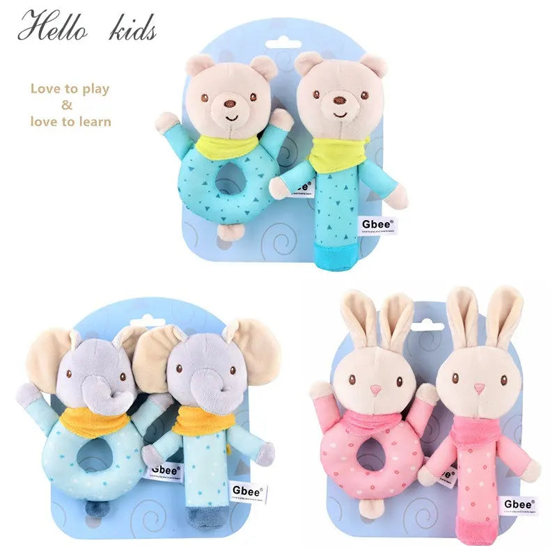 Colourful Animal Rattle Plush Stuffed Handbell Baby Soft Rattle Toys